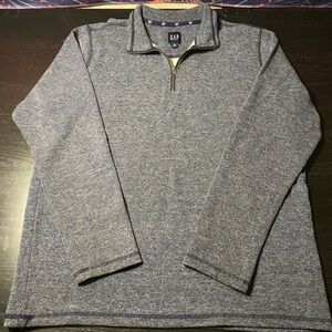 GAP Men's Heathered Blue Zip-Up Sweater